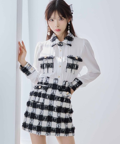 Tika（ティカ）　ミニワンピース Tika（ティカ） ワンピース 韓国ファッション セットアップ 襟付き