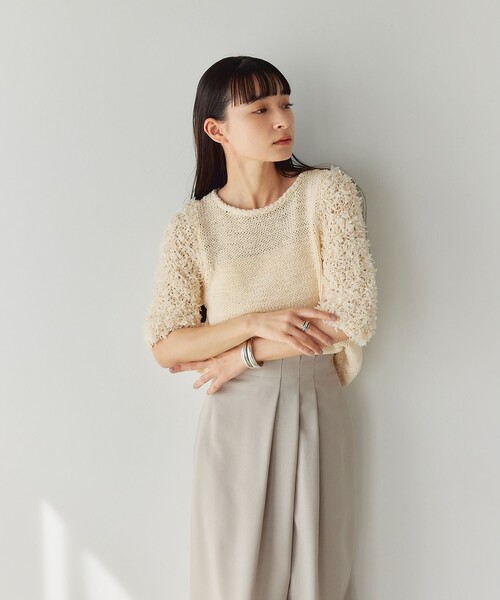 エメルリファインズ★EM フラッフィー ショートスリーブ ニット プルオーバー UNITED ARROWS green label relaxing｜<EMMEL REFINES>EM