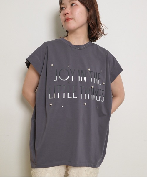 palm RICHE tシャツ パールビジュー付き シルケット天竺使用