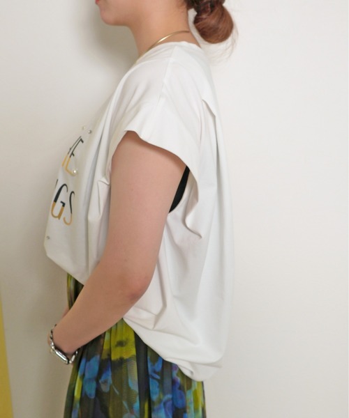 palm RICHE tシャツ パールビジュー付き シルケット天竺使用