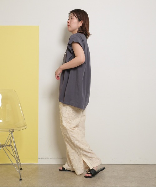 palm RICHE tシャツ パールビジュー付き シルケット天竺使用
