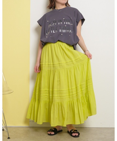 tシャツ パールビジュー付き シルケット天竺使用 ラバー×箔プリント ロゴトップス レディース palm RICHE tシャツ パールビジュー付き シルケット天竺使用