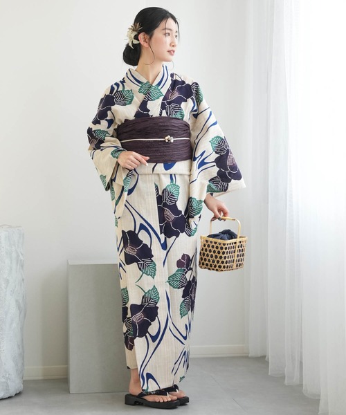 utatane 浴衣 手染め注染浴衣3点セット utatane×注染工房 染めベージュ