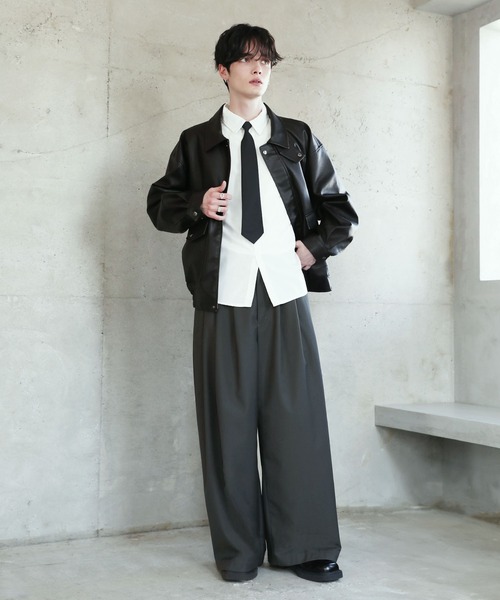 ASTRONOMY シャツ 「2点セット」ネクタイ付きドレープ長袖シャツ