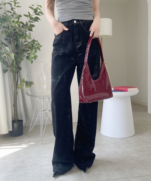 【レア】MARS　ガータ付きラメデニムパンツ Ada. ワイドパンツ ジーンズ デニム デニムパンツ ラメストーン