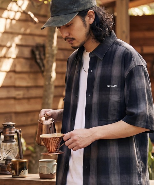 GERRY（ジェリー） シャツ 半袖 オンブレチェック 半袖シャツ メンズ