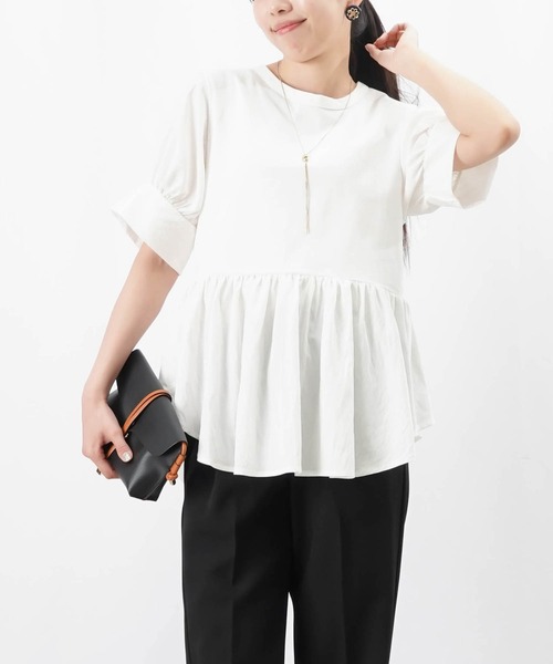 tシャツ LC/LLL 異素材使い半袖プルオーバー レディース LADY LUCK LUCA tシャツ LC/LLL 異素材使い半袖プルオーバー