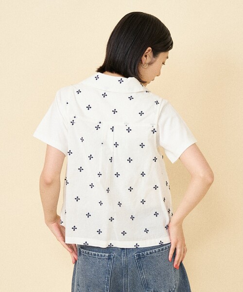FREAK'S STORE ベスト ジレ インド 小花刺繍 襟付きリボンベスト