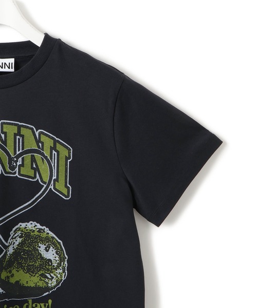 Adam et Rope&#39; - 【新品】GANNI ガニー　ブラック カットソー 38 GANNI (ガニー)】Basic Jersey Rhinestone Relaxed T-shirt（T