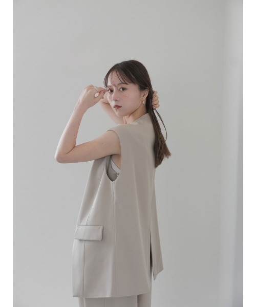 Reurie' ベスト ジレ オリジナルオーバーノーカラージャケット