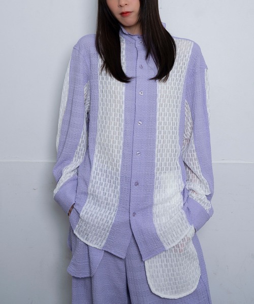 Nora Lily（ノラリリー） シャツ 「Nora Lily」Sheer Stand Collar