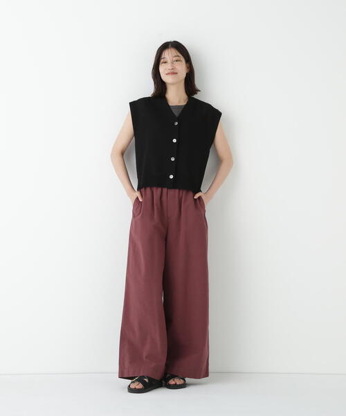 パンツ コットンリネンウェザー近江晒シェフパンツ レディースの画像
