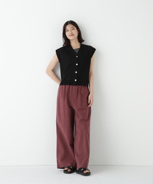 パンツ コットンリネンウェザー近江晒シェフパンツ レディースの画像