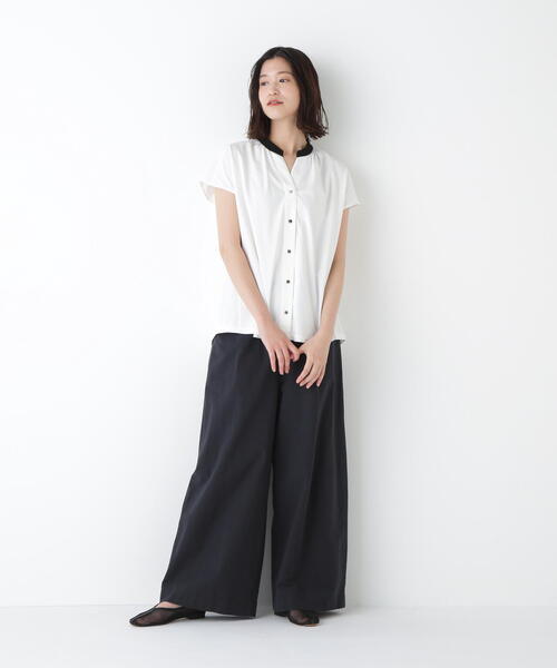 パンツ コットンリネンウェザー近江晒シェフパンツ レディースの画像