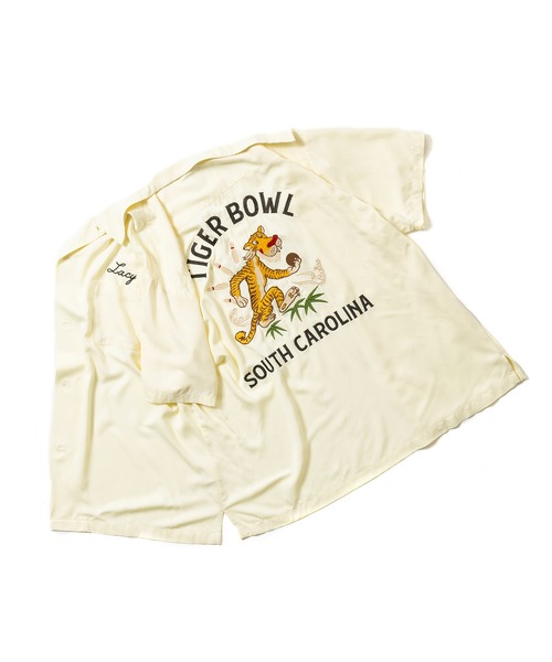HOUSTON シャツ 「HOUSTON」BOWLING SHIRT(TIGER BOWL)刺繍