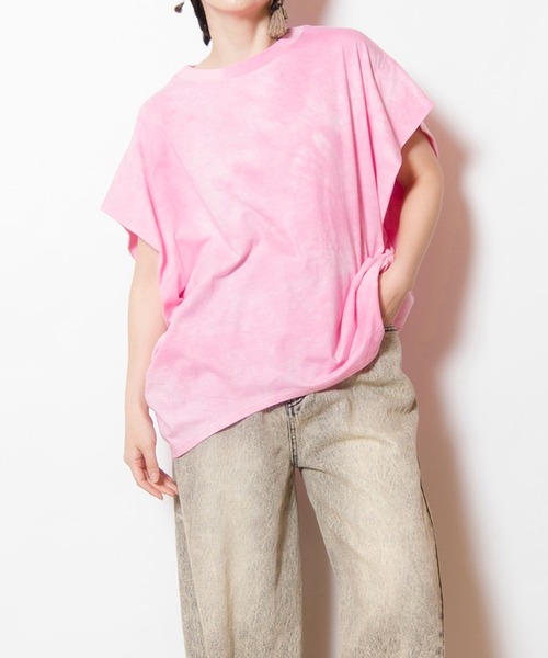tシャツ タイダイサイドドレーププルオーバー レディース