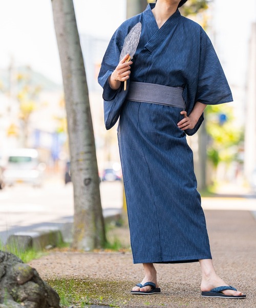 浴衣 「浴衣/作り帯2点セット」すぐに使える！夏を彩るメンズしじら