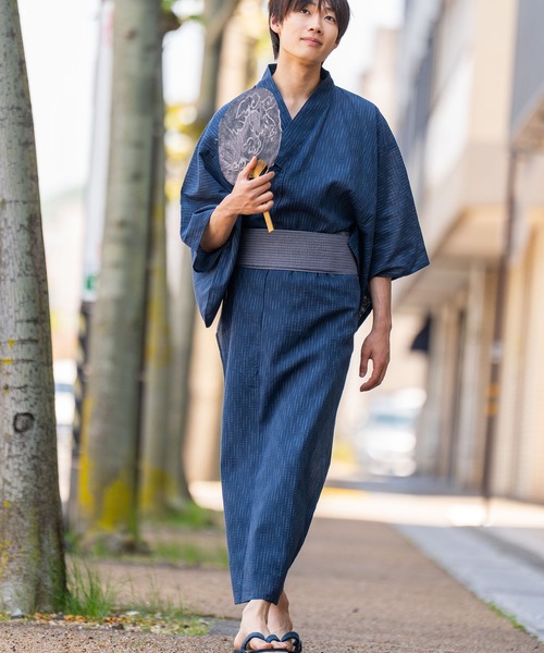 浴衣 「浴衣/作り帯2点セット」すぐに使える！夏を彩るメンズしじら