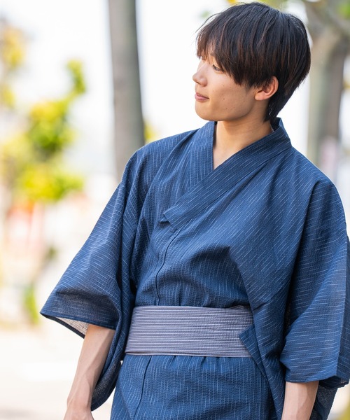 浴衣 「浴衣/作り帯2点セット」すぐに使える！夏を彩るメンズしじら