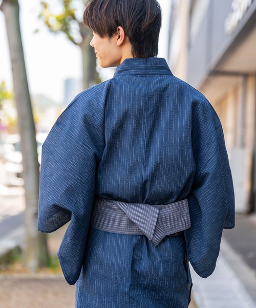 浴衣 「浴衣/作り帯2点セット」すぐに使える！夏を彩るメンズしじら