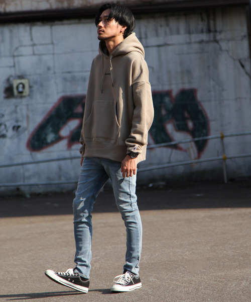 「ZIP FIVE」 加工スキニーデニムパンツ MEDIUM グレー メンズ