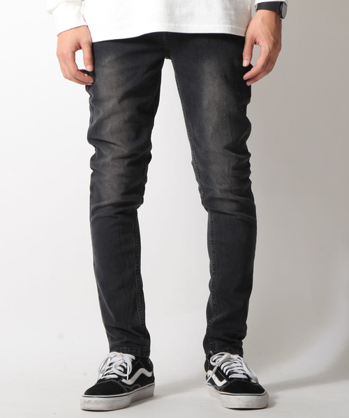 「ZIP FIVE」 加工スキニーデニムパンツ MEDIUM グレー メンズ