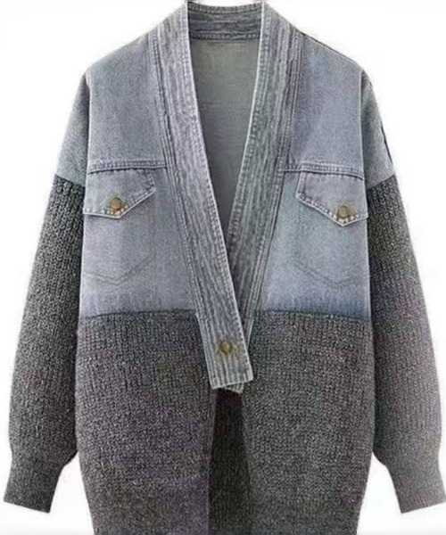 visvim デニム　羽織　ジャケット　カーディガン　日本製　Mサイズ 2ly2 デニムジャケット gジャン デニム×ニット切り替えカーディガン