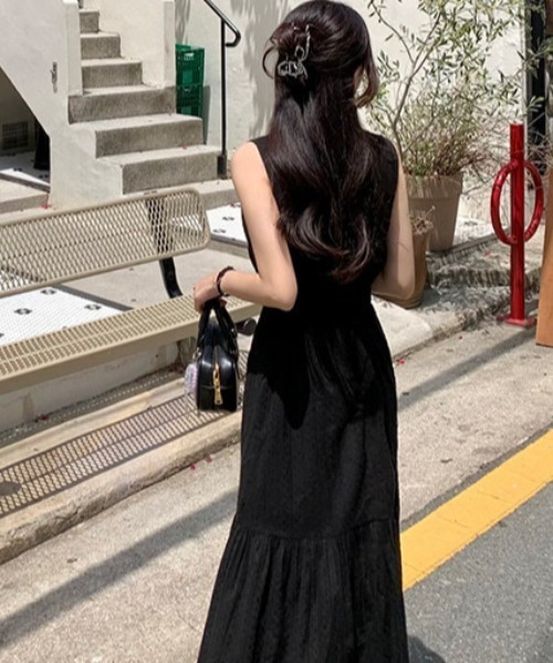 「FREE STYLISTS」 「YUGA」ノースリーブワンピース FREE ブラック レディース_画像6