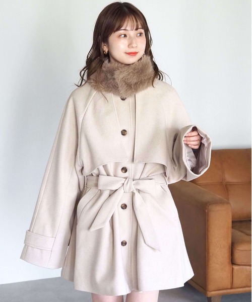 tiptop（ティップトップ） トレンチコート コート ファーティペット付