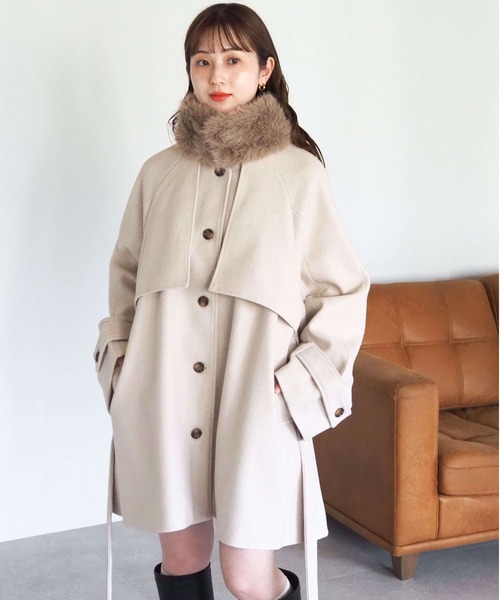 tiptop（ティップトップ） トレンチコート コート ファーティペット付