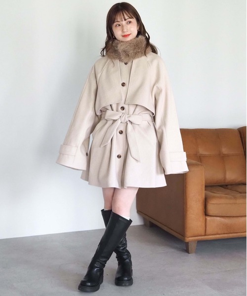 tiptop（ティップトップ） トレンチコート コート ファーティペット付