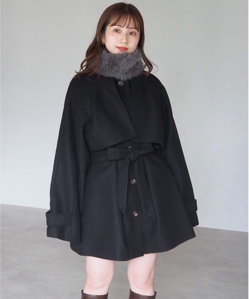 tete　　SETTO ポンチョ風コート　レディース tiptop（ティップトップ） トレンチコート コート ファーティペット付