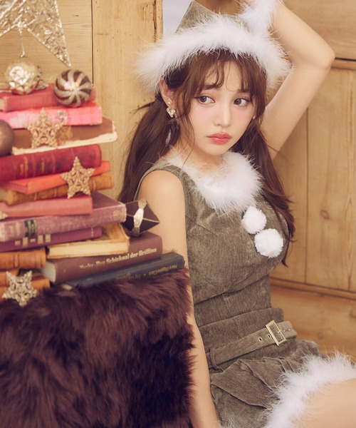 【新品未使用】sugar ベルト付きファーサンタコスプレ sugar nine コスプレ ベルト付きファーサンタコスプレ「コスプレ4点