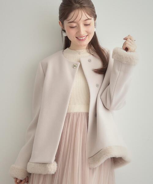 新品　クチュールブローチ　コート　フォックス　大きいサイズ　Ｌ Couture Brooch（クチュール ブローチ） ノーカラーコート コート