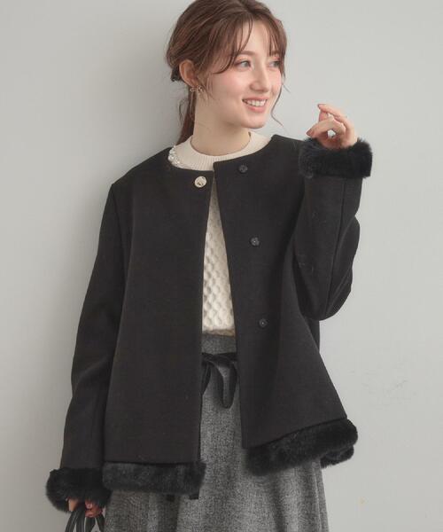 新品　クチュールブローチ　コート　フォックス　大きいサイズ　Ｌ Couture Brooch（クチュール ブローチ） ノーカラーコート コート