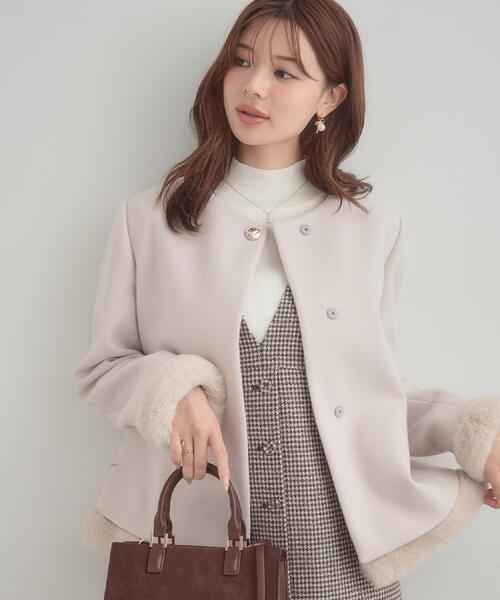 新品　クチュールブローチ　コート　フォックス　大きいサイズ　Ｌ Couture Brooch（クチュール ブローチ） ノーカラーコート コート