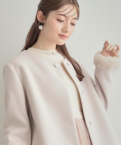 新品　クチュールブローチ　コート　フォックス　大きいサイズ　Ｌ フードフェイクファーマルチウェイコート（その他アウター）｜couture