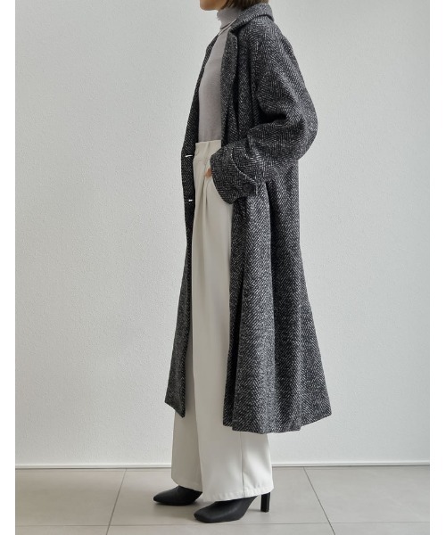 「Re:EDIT」 チェスターコート MEDIUM ブラック×ホワイト レディース_画像2