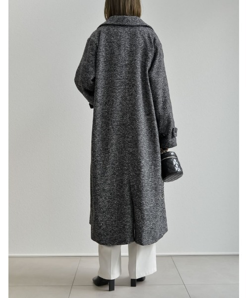 「Re:EDIT」 チェスターコート MEDIUM ブラック×ホワイト レディース_画像3