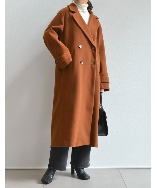 「Re:EDIT」 チェスターコート MEDIUM ブラック×ホワイト レディース_画像8