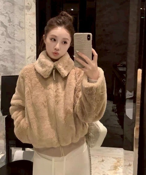 ALMO ブルゾン アウター 「LAMPOON」フェイクファーショートブルゾン