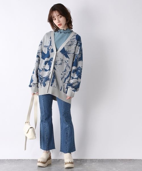 「JEANASIS」 ニットカーディガン FREE グレー系その他 レディース_画像3