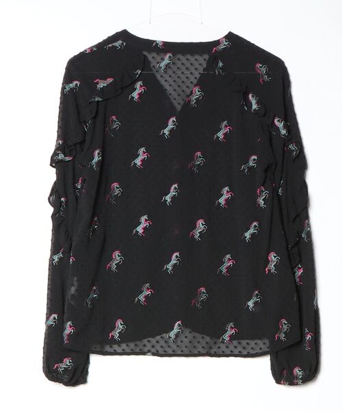 「GRACE CONTINENTAL」 刺繍長袖ブラウス 36 ブラック レディース_画像2