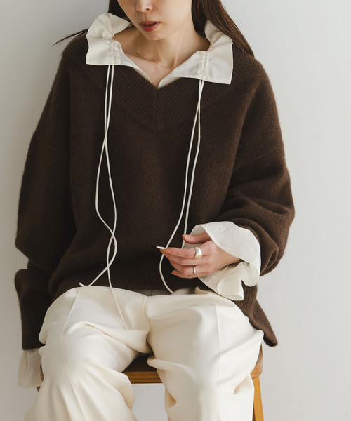 NOBLE＊2WAYストリングスラッフルLSブラウス 新品 NOBLE 新品♡2WAYストリングスラッフルLSブラウス♡