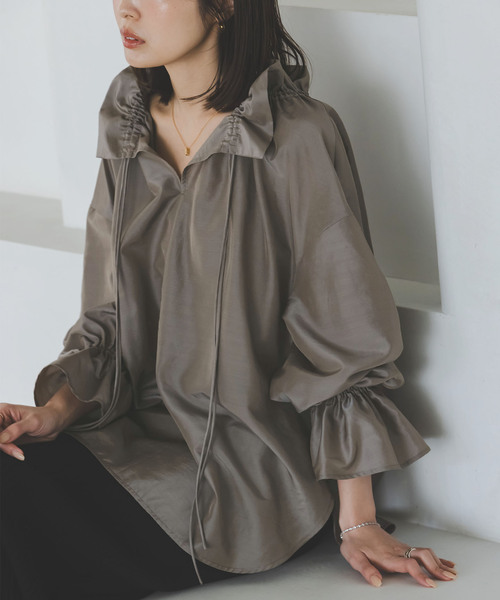 NOBLE（ノーブル） ブラウス シャツ 2WAYストリングスラッフルロング
