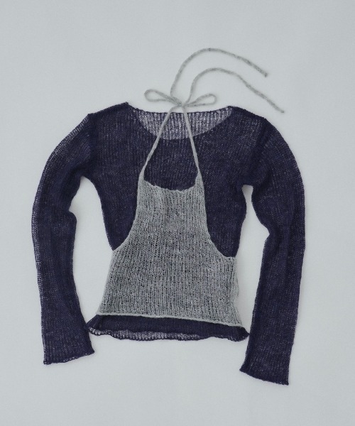 ニット/セーター LOOSE SHEER KNIT TOP セール】ルーズシアーニット / loose sheer knit かぎ編み オーバー