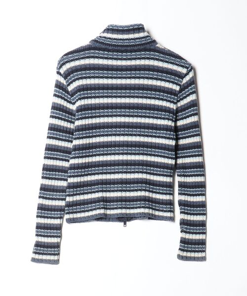 「MAX&Co.」 ボーダー柄ニットカーディガン M ブルー レディース_画像2