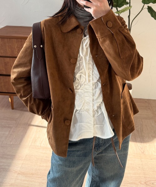 MUHET（ミュエータ） ブルゾン アウター faux-suede shirt jacket