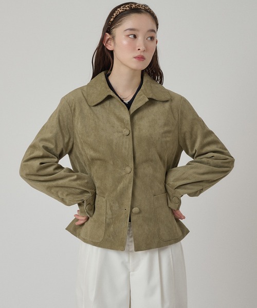 MUHET ミュエータ　フェイクスエードシャツジャケット　替えボタン付 MUHET（ミュエータ） ブルゾン アウター faux-suede shirt jacket