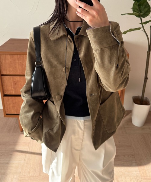 MUHET（ミュエータ） ブルゾン アウター faux-suede shirt jacket